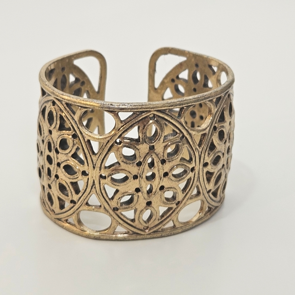 Lucky Brand cut out wide cuff gold tone